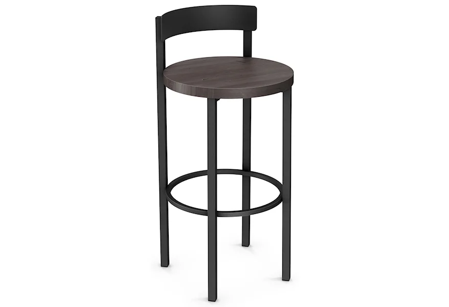 Industrial - Amisco 30" Zoe Bar Stool with Wood Seat by Amisco at Esprit Decor Home Furnishings
